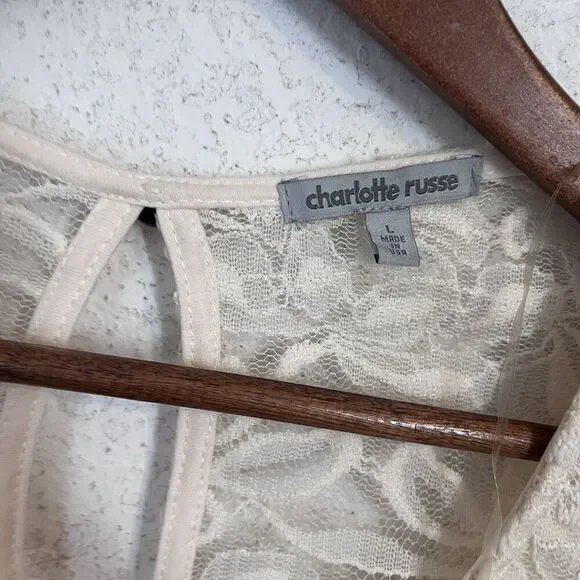 Vintage Y2K Lacey Top Women Large Feminine Ivory Coquette Bridgerton USA Made - Picture 6 of 8